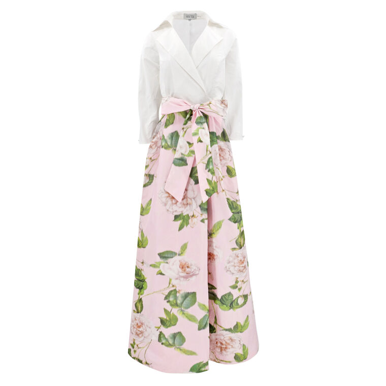 Taffeta Floral Print Shirt Dress image number null