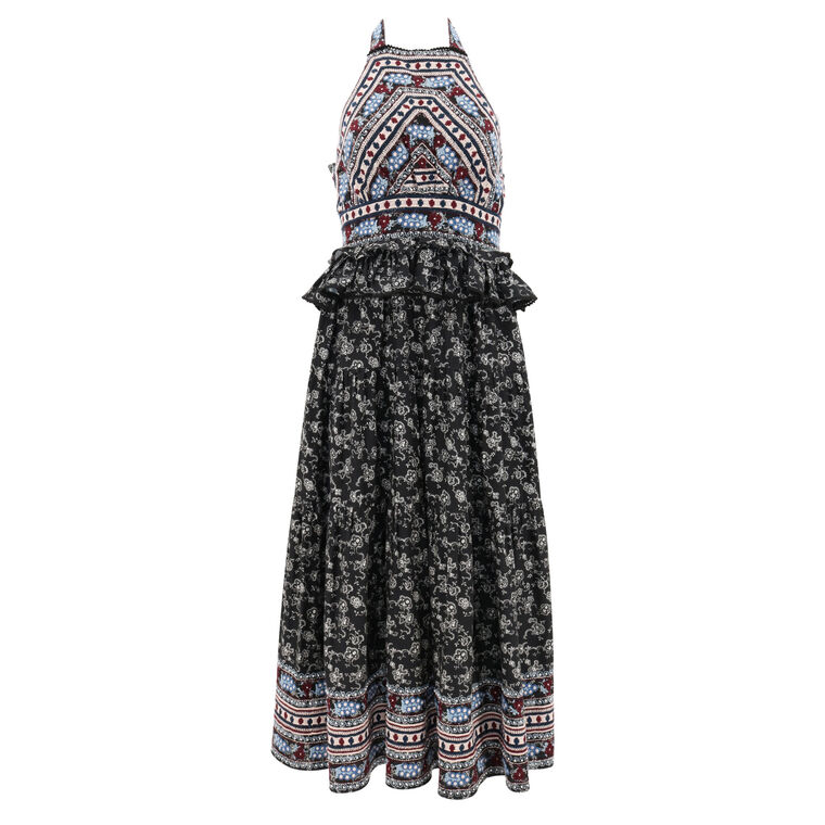 sea new york black everly embroidery halter dress Neck color:pink
