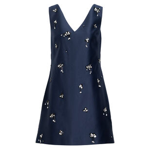 Halston Sleeveless V-Neck Embellished Mini Dress
