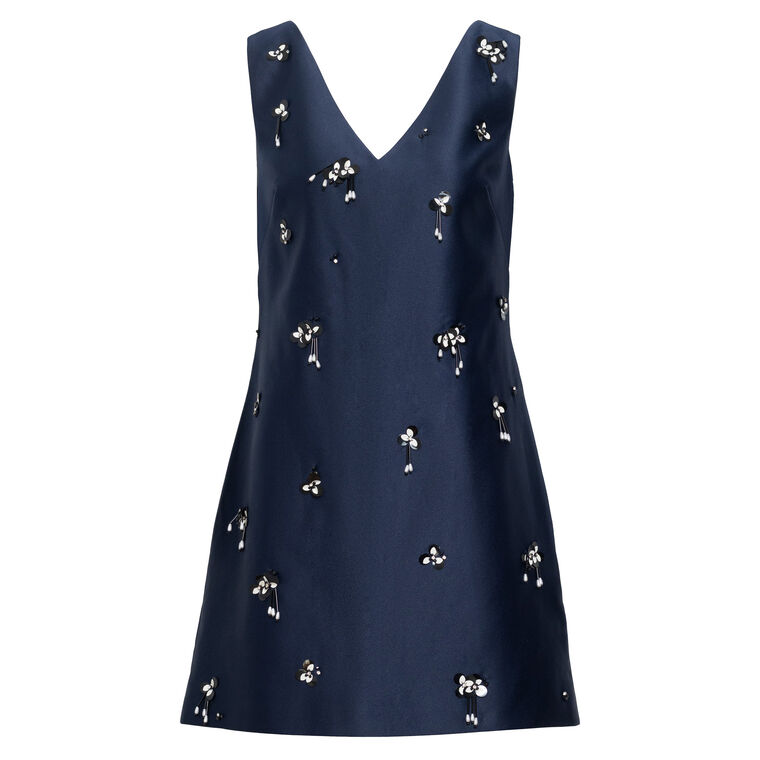 Halston Sleeveless V-Neck Embellished Mini Dress image number null