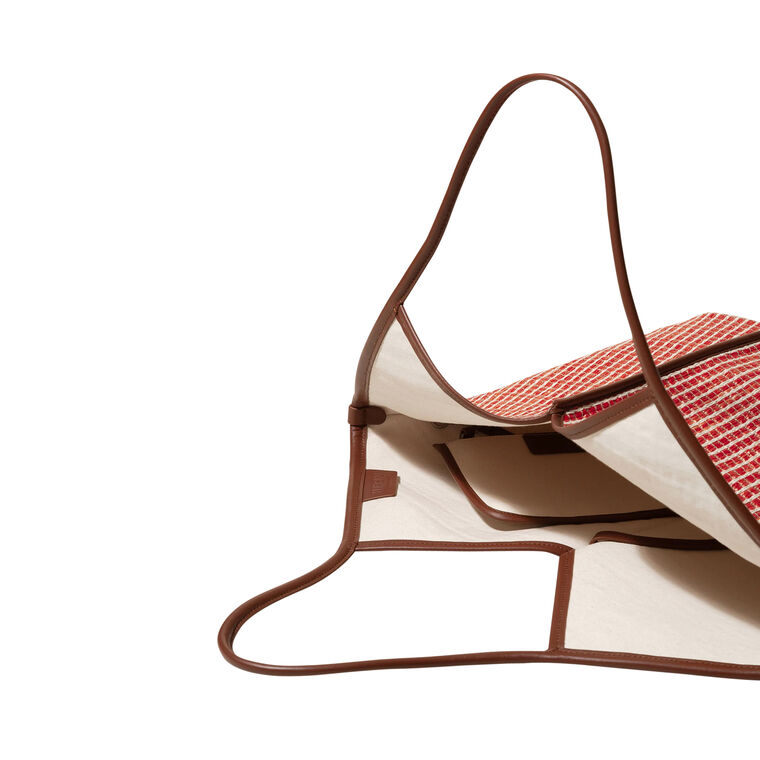 Calella Striped Raffia Leather-Trimmed Tote image number null