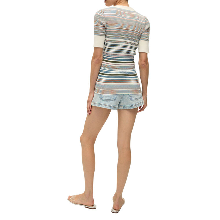 Fawne Stripe Short-Sleeve Cardigan image number null