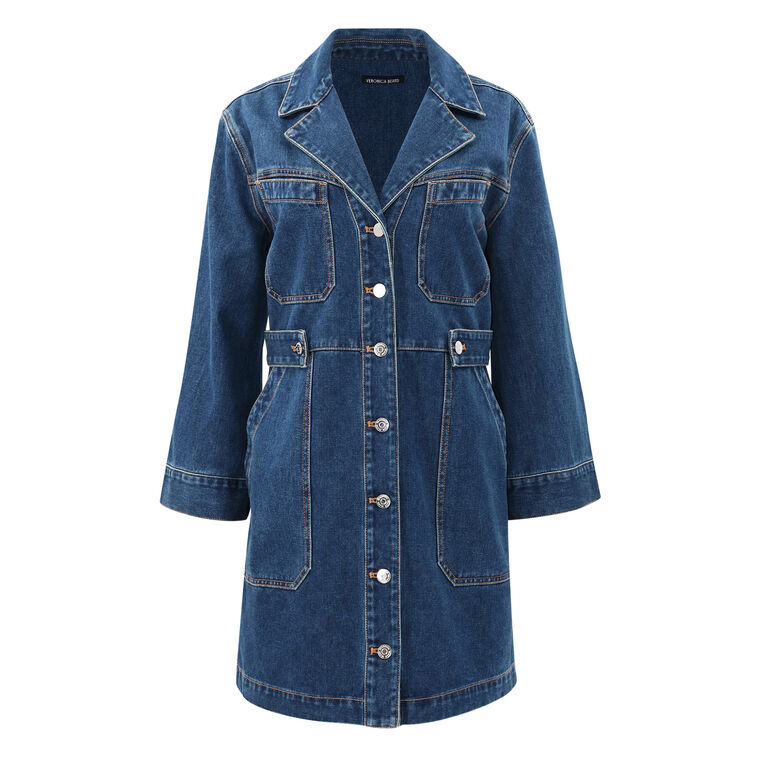 veronica beard denim mini dress Veronica Beard Felice Denim Mini Dress | Stoned Bright Blue