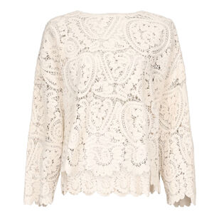 Arold Round Neck Velvet Silk Crochet Boxy Sweater Arold Round Neck Velvet Silk Crochet Boxy Sweater