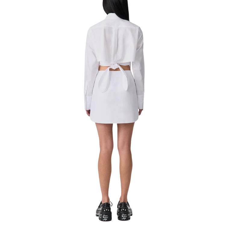 Long Sleeve Bunny Ear-Tied Mini Shirt Dress image number null