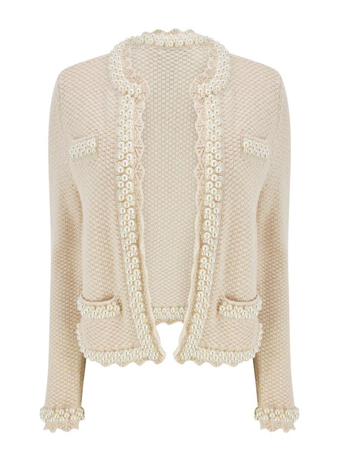 Noella Knit Jacket With Pearls image number null