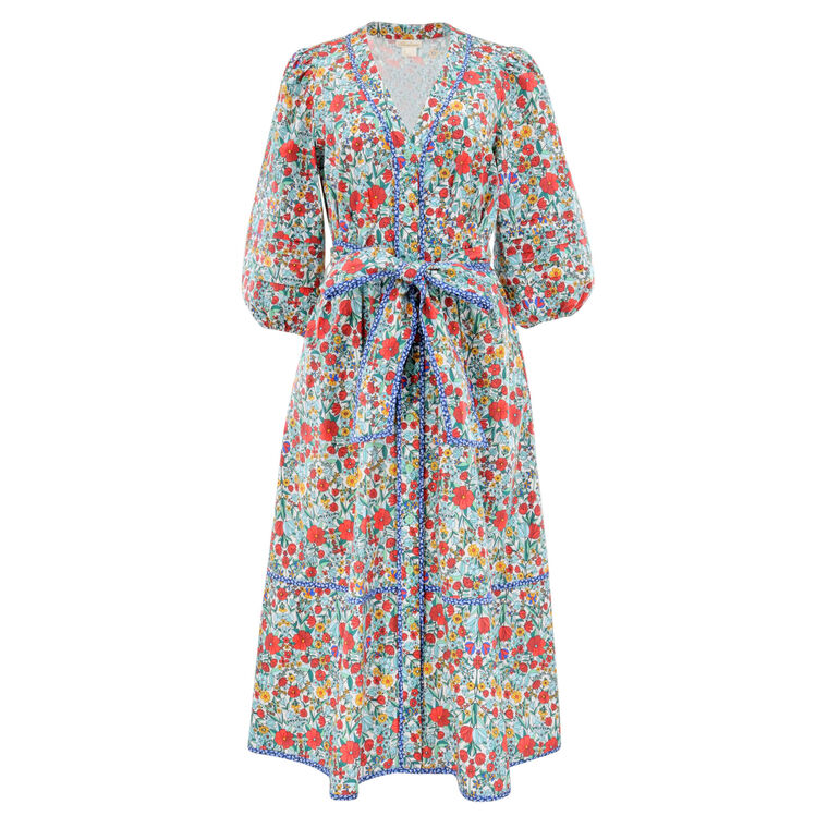 Highland 3/4 Sleeve Belted Midi Dress image number null