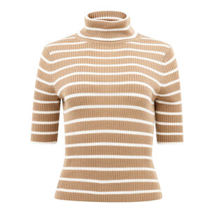 Katrina Merino Striped Turtleneck Sweater