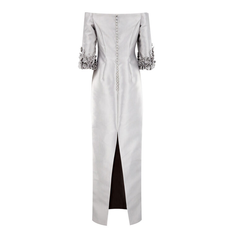 Column Gown With 3D Floral Cuffs image number null