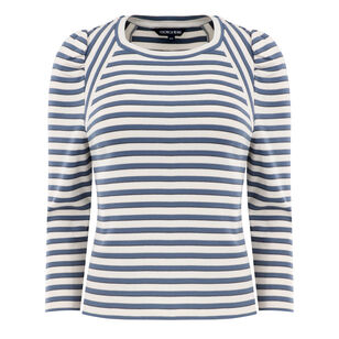 Delano Stripe Puff-Sleeve Top