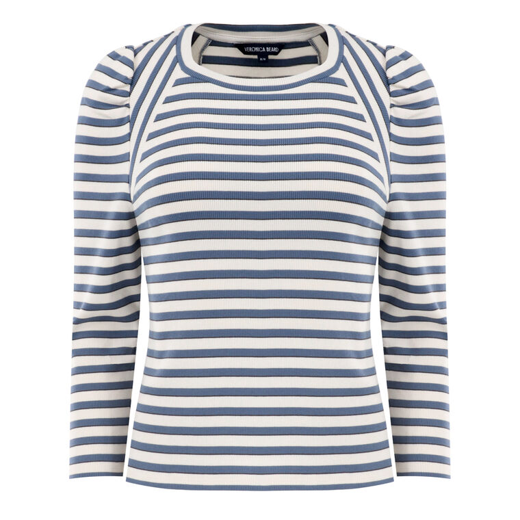 Delano Stripe Puff-Sleeve Top image number null