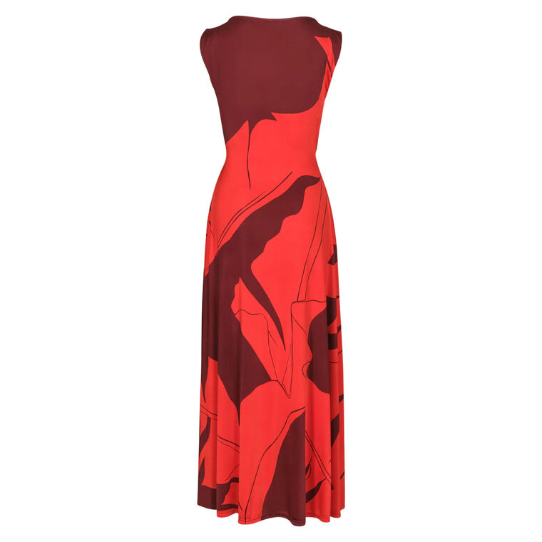 Deep Heart Twisted Cutout Ankle Dress image number null