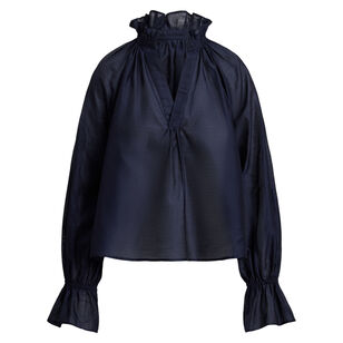 Long Sleeve Split Neck Woven Shirt