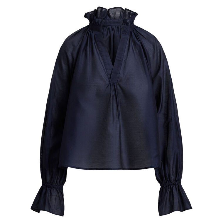 Long Sleeve Split Neck Woven Shirt image number null