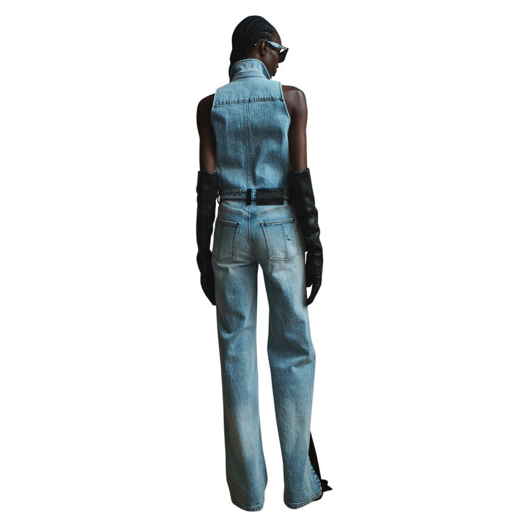 Hiro Velvet-Flower Sleeveless Straight-Leg Jumpsuit image number null