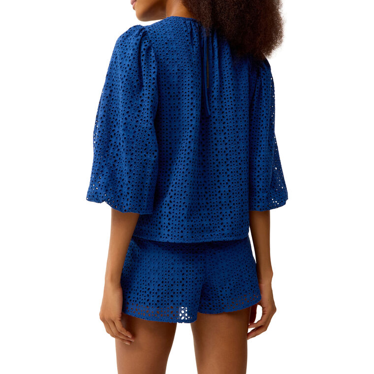 Harley 3/4 Sleeve Eyelet Top image number null