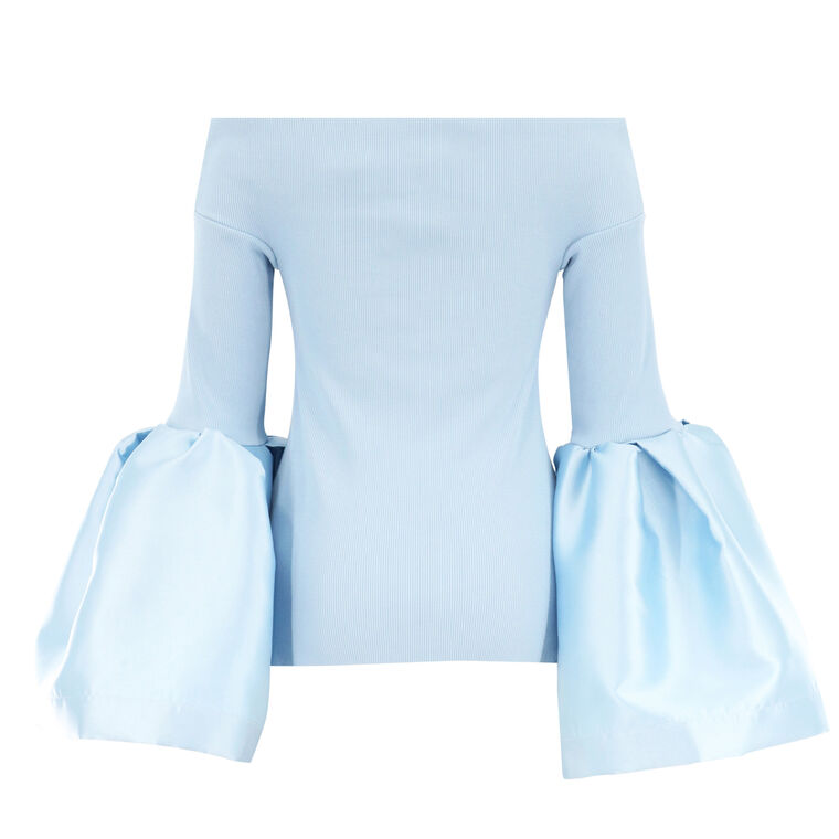 Heavy Satin Off Shoulder Puff Sleeve Top image number null
