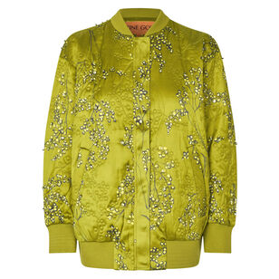Covered Placket Voluminous Bomber Jacket