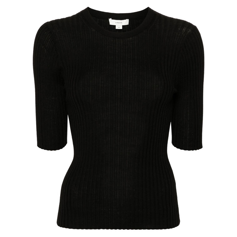 
Italian Wool-Blend Snap Elbow-Sleeve Top image number null