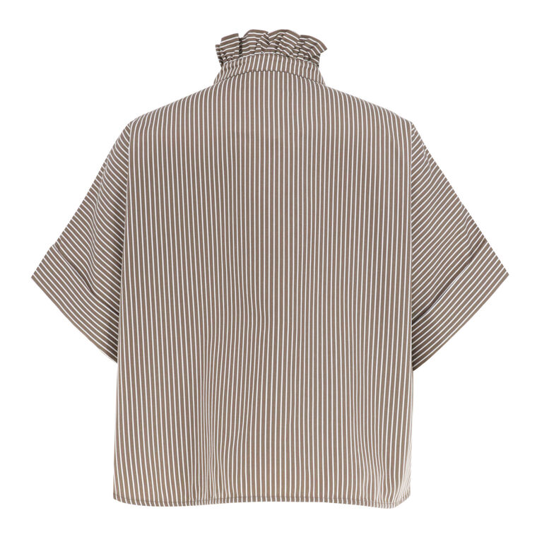 Mabel Short Sleeve Ruffle Neck Stripe Top image number null