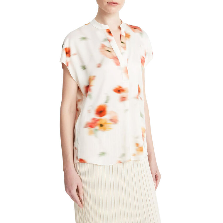 Blurred Poppy Silk Pullover Blouse image number null