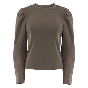 Fersia Mixed-Media Long-Sleeve Top