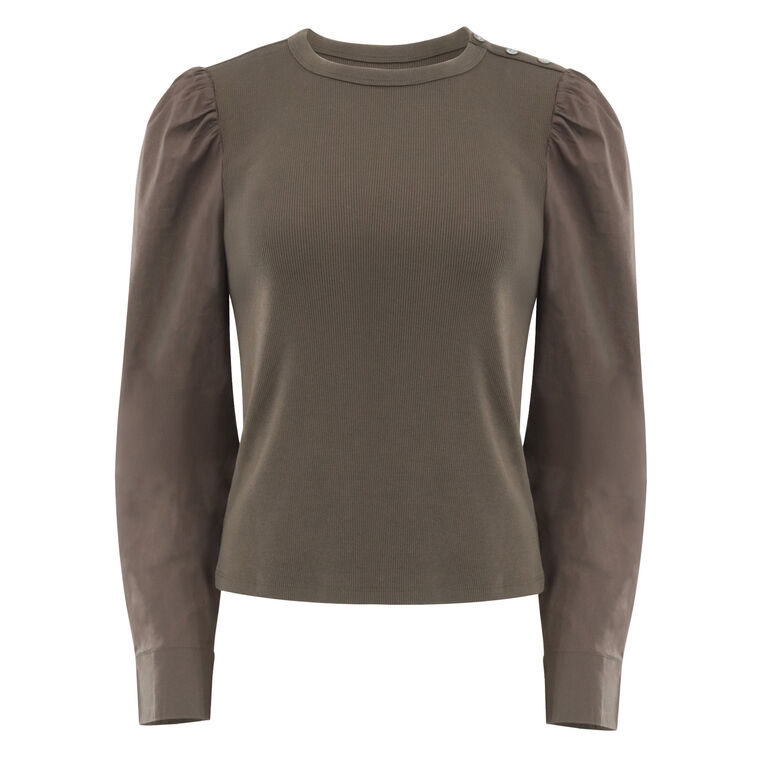 Fersia Mixed-Media Long-Sleeve Top image number null