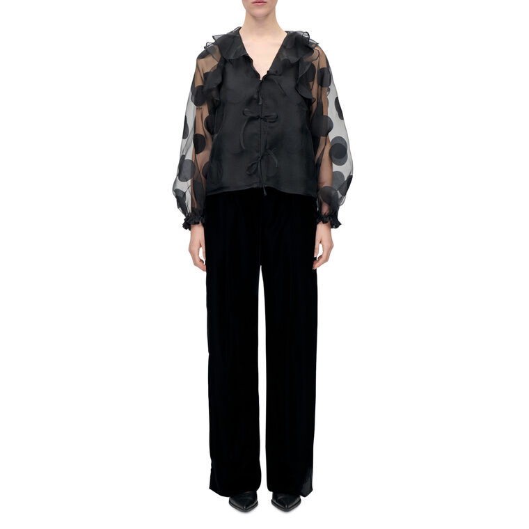 Multi Ruffle Long Sleeve Organza Raglan Top image number null