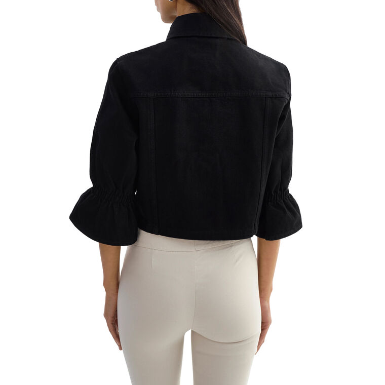 Carolina Ruffle Sleeve Denim Jacket image number null