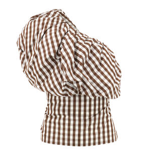 Plaid Taffeta One Shoulder Top
