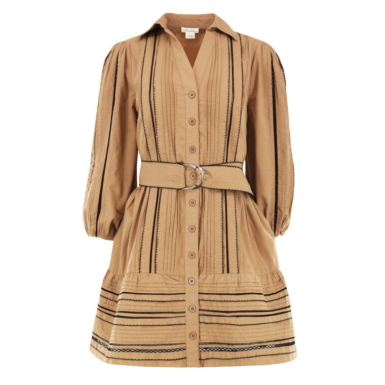 Towns D-Ring Belted Balloon Sleeve Mini Dress image number null