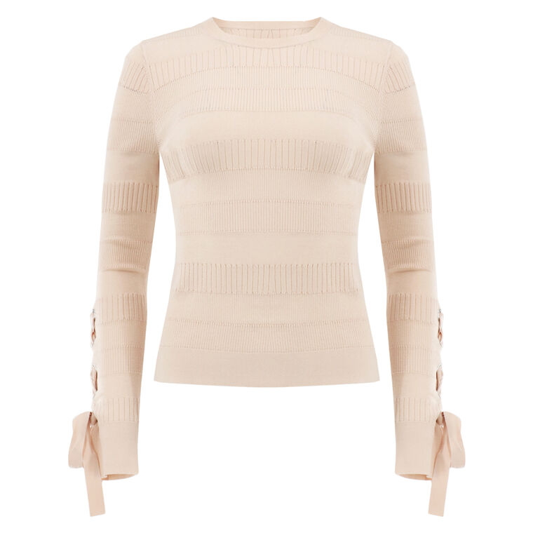 Jean Lace-Up Knit Top image number null