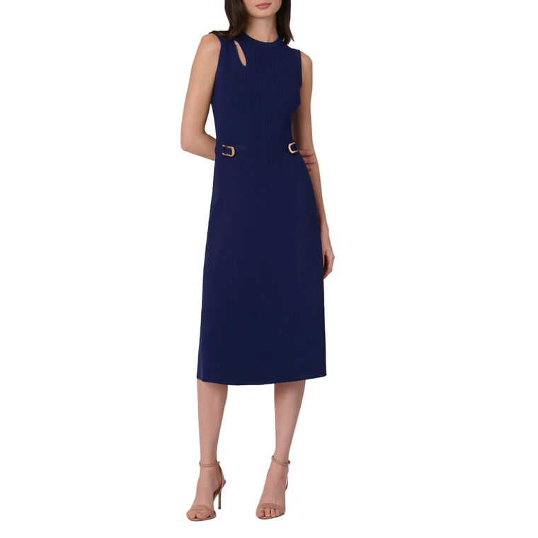 Fleur Sleeveless Buckle Detail Midi Dress image number null