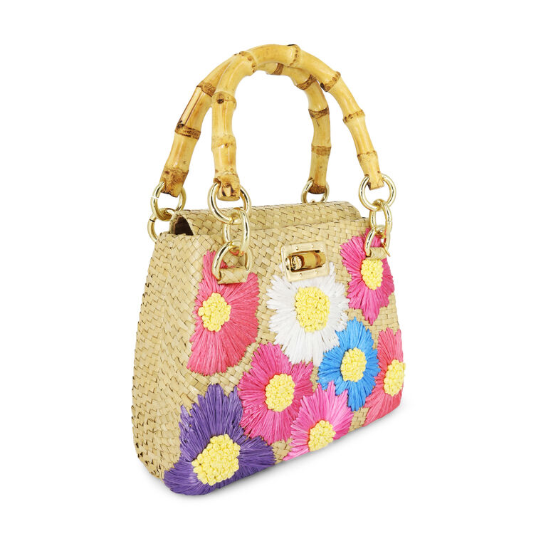 Perla Flowers Bamboo Handle Bag image number null