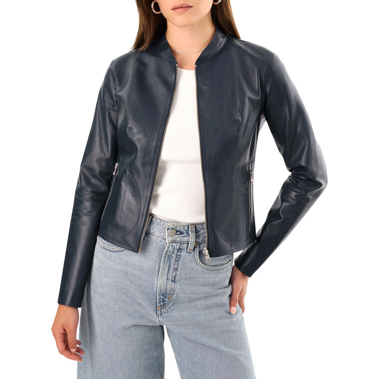 Chapin Reversible Leather Bomber Jacket image number null