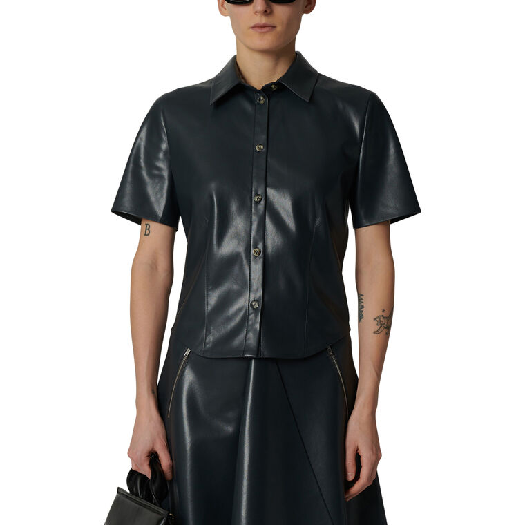 Clare Alt-Leather Short Sleeve Top image number null