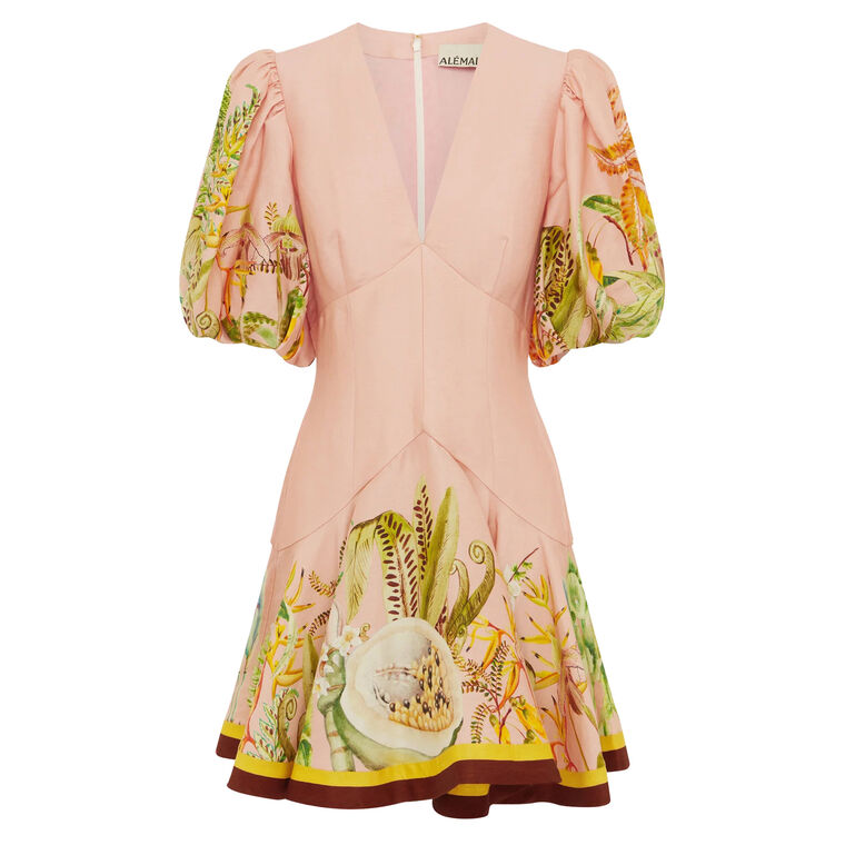 Papaya Puff Sleeve Mini Dress image number null