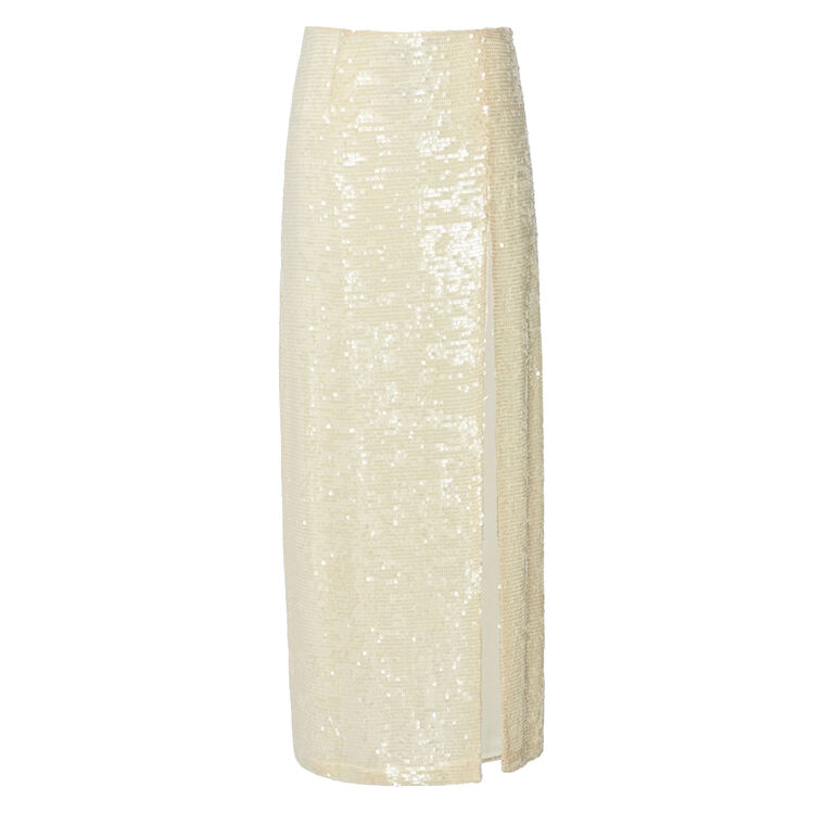 Sequin High-Waisted Maxi Skirt With Slit image number null