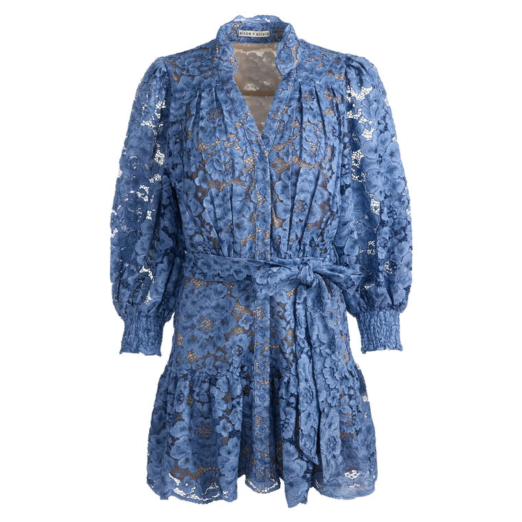 Cora Voluminous Sleeve Tiered Mini Shirt Dress image number null