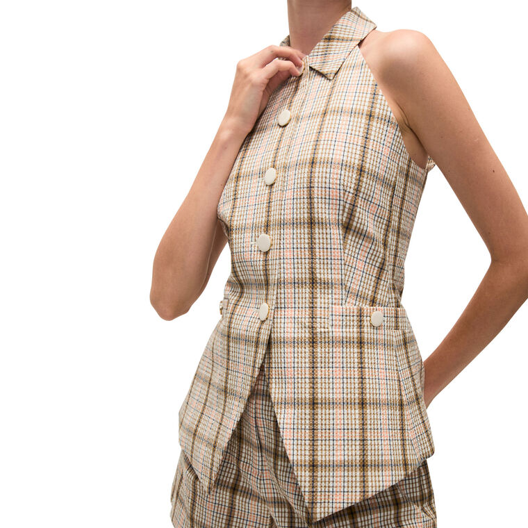 Orlinda Plaid Seersucker Vest image number null