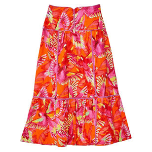Flying Birds Tiered Midi Skirt