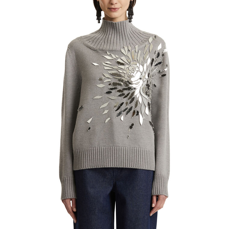 Shattered Glass Embroidered Mockneck Sweater image number null