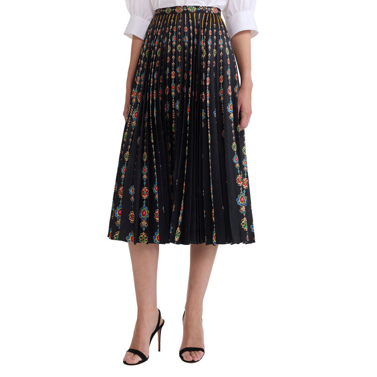 Kim Pleated Satin Midi Skirt image number null