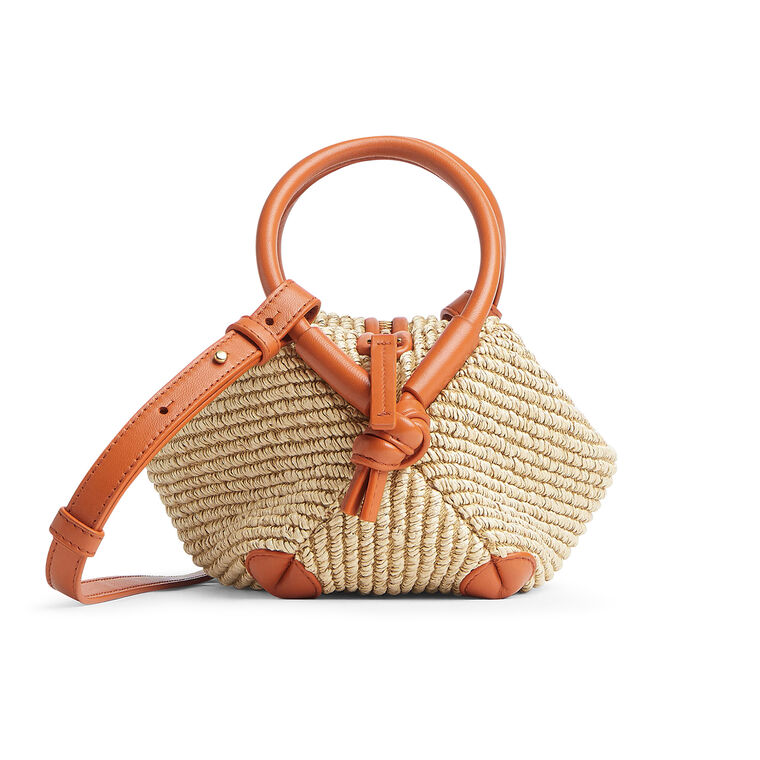 Loop Top Handle Raffia Clutch image number null