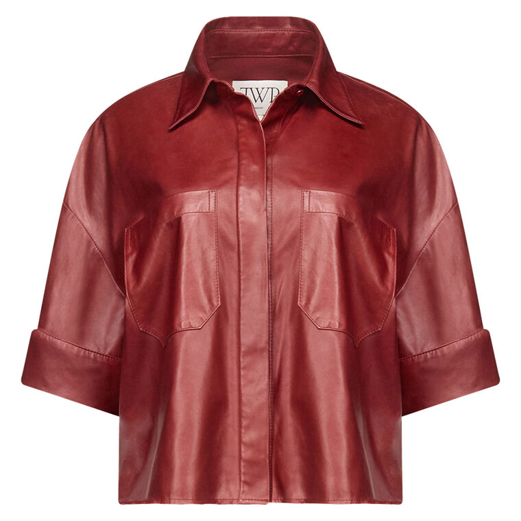 My Newest Mistake Cropped Leather Shirt image number null