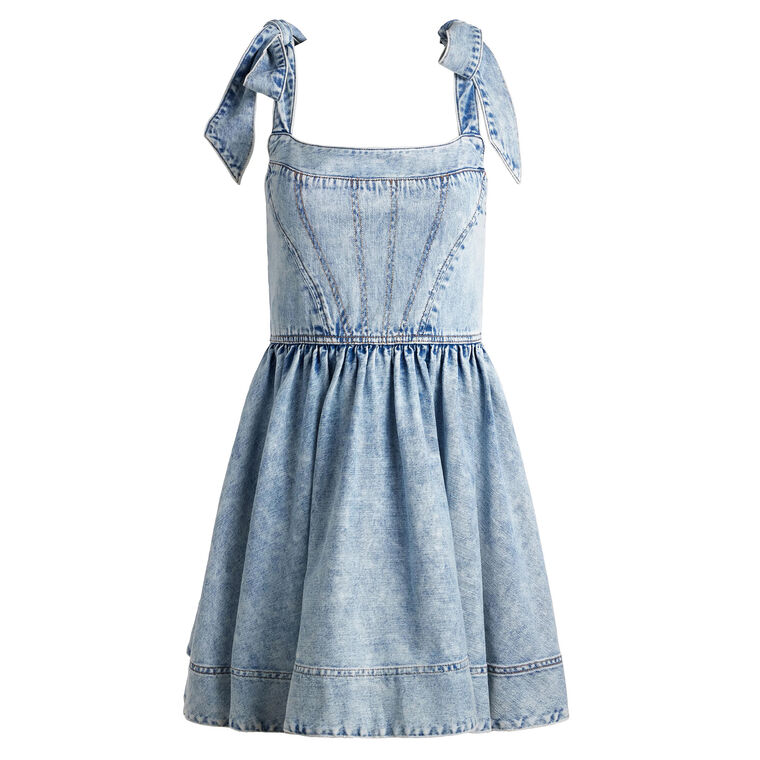 Amina Corset Denim Mini Dress image number null