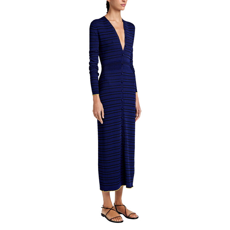 Ivanna Long Sleeve Knit Midi Dress In Micro Check image number null