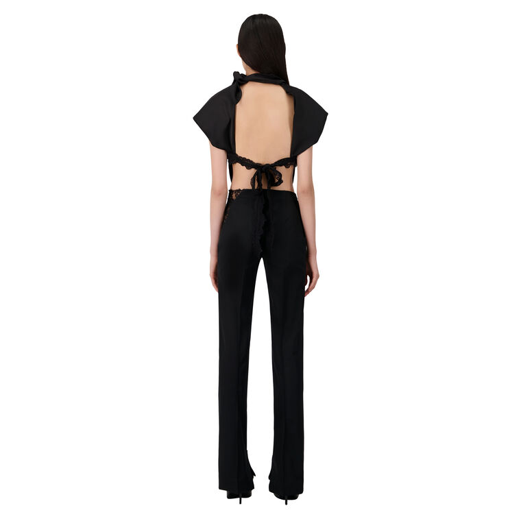 Lace Inlay Straight Leg Trouser image number null
