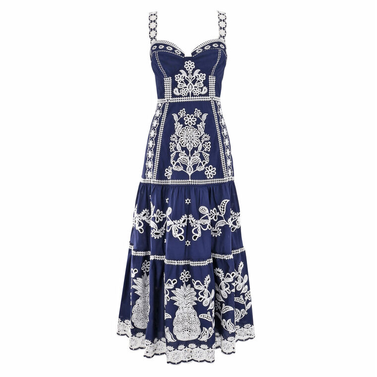 Richelieu Embroidered Organic Cotton Midi Dress image number null