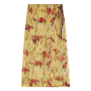 Shibori Organza Taffeta Midi Wrap Skirt